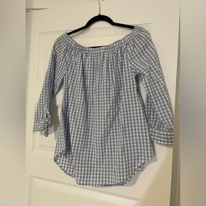 Blue and white gingham top